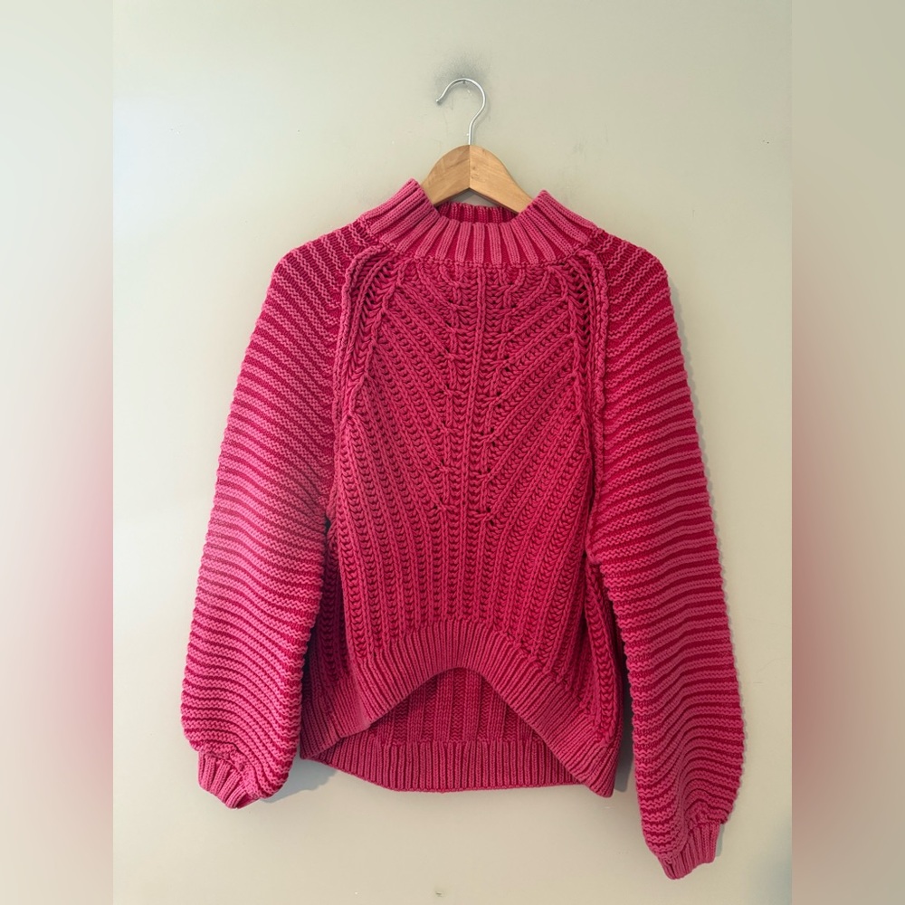 Free People‎ Pink Knit Oversized Sweetheart Sweater NWT - Picture 3 of 5
